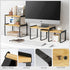 Kitchen Cabinet Organizer Shelves, Set of 4 Expandable Counter Shelf Rack for Plates, Dishes, and Mugs (Bamboo, Black)