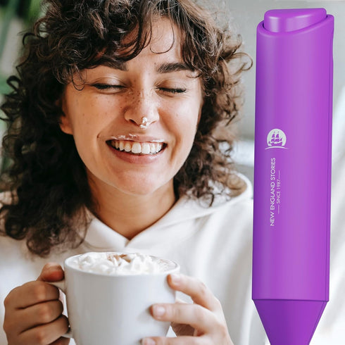 Powerful Handheld Milk Frother, Mini Whisk Drink Mixer for Coffee, Cappuccino, Latte, Matcha (Dark Orchid)