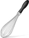 12-Inch Stainless Steel Wire Whisk, Balloon Whisks for Cooking, Black Wisking Tool with Soft Silicone Handle