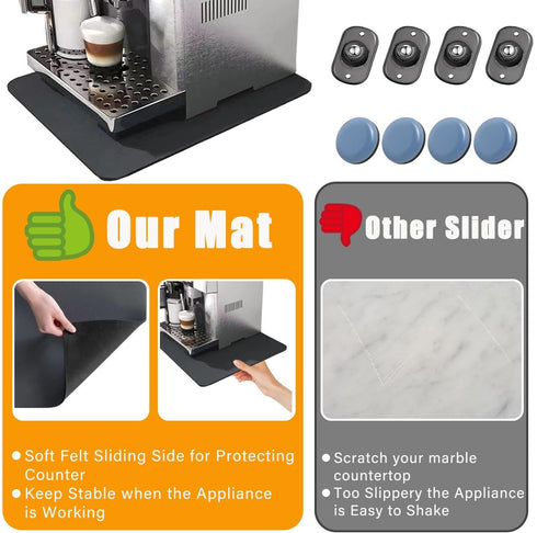 Kitchen Appliance Sliders, 360 Degree Rotation Moving on Counter, Cut to Fit Mat for KitchenAid Mixer and Accessories