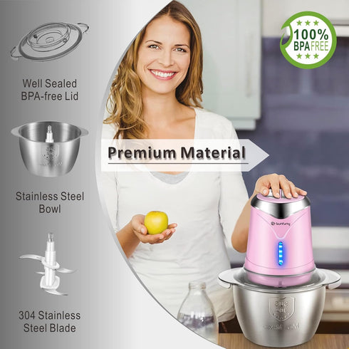 Cordless Food Processor - 5 Cup Electric Meat Garlic Chopper with USB Rechargeable, BPA-free Baby Food Processor (Pink)