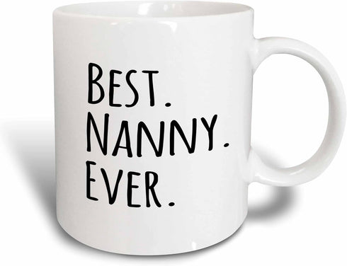 3dRose Best Nanny Ever Mug, 11 oz, Red
