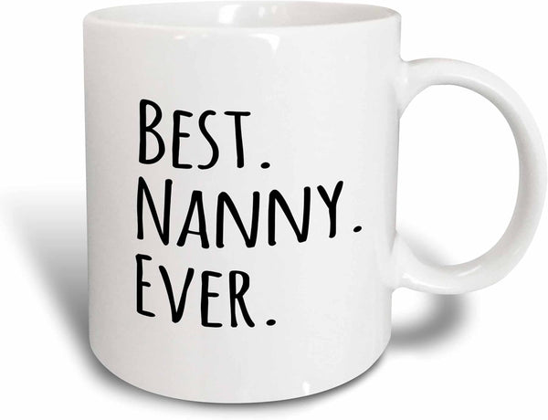 3dRose Best Nanny Ever Mug, 11 oz, Red