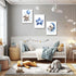 HNNXAR Set 3 16x24 Elephant Nursery Wall Decor,Blue Moon And Stars Picture Painting,Baby Girl Room Decor,Nursery Canvas