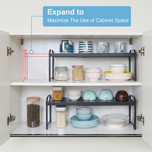 X-cosrack 1 Pack Countertop Countertop Counter Length:25.5" Expandable Cabinet Shelves, Stackable Shelves Organizers