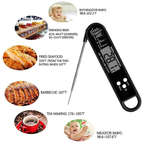 Meat Thermometer Instant Read for Grill and Cooking, Fast & Precise Digital Food Thermometer for BBQ