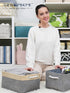 TheWarmHome Fabric Storage Bins for Organizing, Sturdy Foldable Storage Baskets with Handles, 3 Pack, Gold&Grey