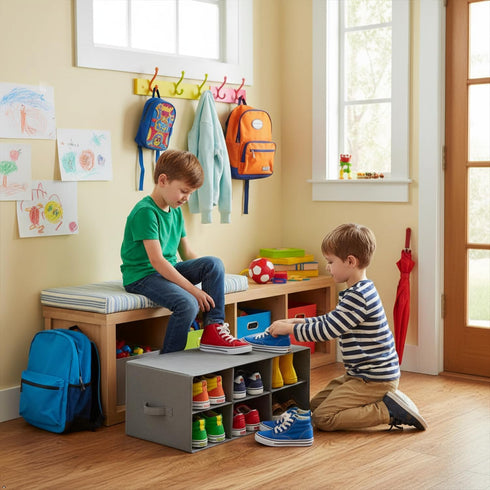 6 Closet Sorbus Shoe Organizer Bin, Section Cubby Shoe Shelves, Foldable Portable Detachable Organizer Storage for Home