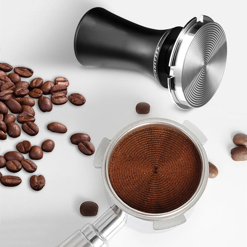 58mm Coffee Tamper for Espresso Machine, Spring-loaded with Built-in Sound Feedback, Stainless Steel Base