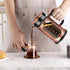 French Press Coffee Maker 34oz, 304 Stainless Steel Coffee Press with 4 Filters, Heat Resistant Borosilicate Glass