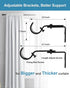 HOSKO Black Curtain Rod Set, 1-Inch Window Curtain Rods for Windows 30-84 Inches with Three Mounting Brackets