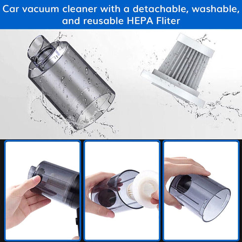 Cordless Handheld Car Vacuum Cleaner - High Power Mini Portable Wireless Vacuum & Blower - Rechargeable with Dock & Bag