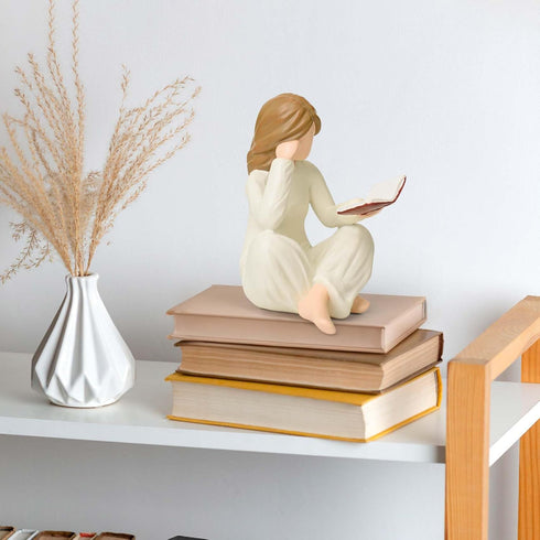 Reading Book Thinker Figurine Gift for Women Librarian Readers Study Graduates Students Teachers, Girl Reading Statue