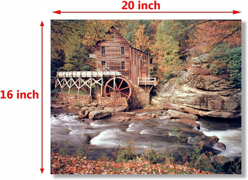 Glade Creek Mill Nature Trees Landscape Wall Decor Art Print Poster (16x20)