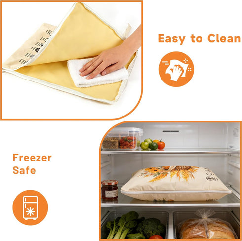Wantocore 2 Pack, Reusable Bread Bags for Homemade Bread L-shaped Zipper Beeswax Bread Bag for Easy Access, Exquisite