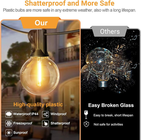 26FT 12+1 Bulbs, Dimmable LAMPHOME LED Outdoor String Lights, Warm White Patio Lights with Edison Shatterproof UL