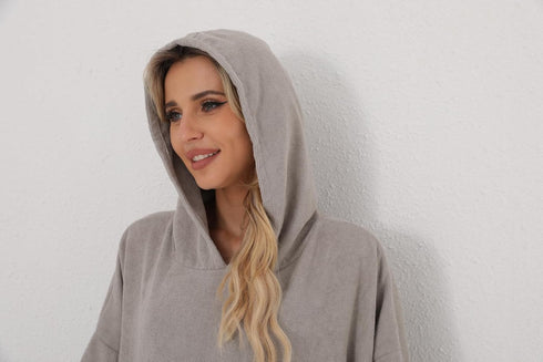Swimmer Surf Poncho Hooded Beach Towel Quick Dry, Terry Cloth Changing with Oversize Pockets, Swim Cover Up for Adults