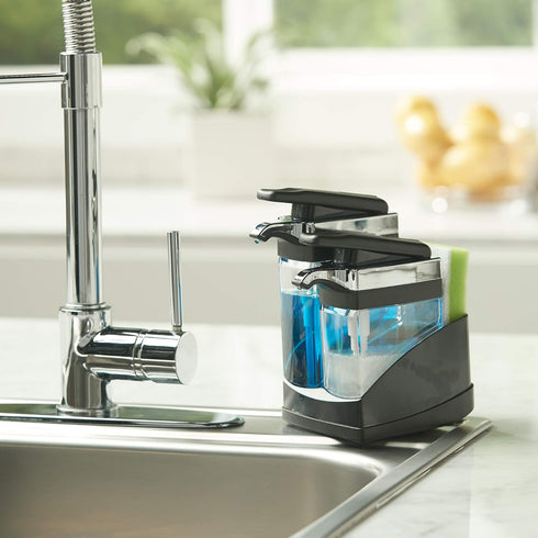 Set Casabella Duo Soap Dispenser with Sponge Holder - Black & Chrome
