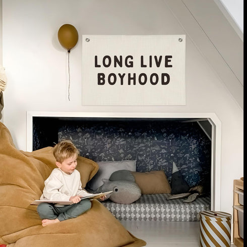 Long Live Boyhood Banner, Boy Nursery Decor, Linen Banner Wall Hanging Flag Decor for Nursery Playroom Toddler Boys