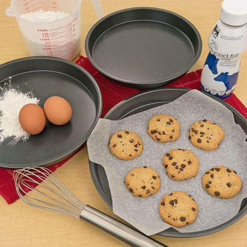 Non-Stick Round Cake Pans & Cookie Sheets Set - 3-Piece Bakeware Set (8-inch, 9-inch, 10-inch)