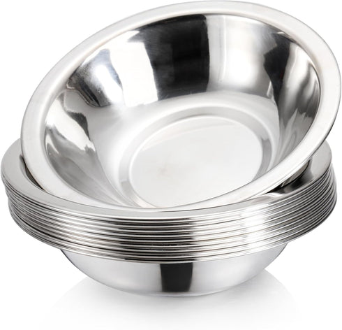 Okllen 10 Pack Small Stainless Steel Bowls, 6 1/2 Inch Wide Kitchen Metal Bowl with Flat Base, 3/4 Quart Prep Bowls for Meal Prep, Cooking, Serving, Baking by Okllen