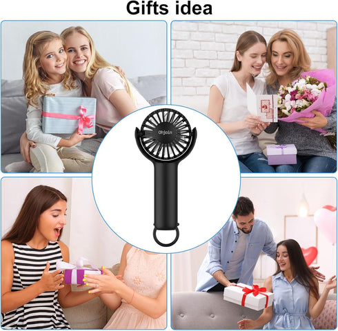2 IN 1 Mini Portable Handheld Fan with Keychain Stand, Personal Powerful Cooling Fan, USB Rechargeable, Black