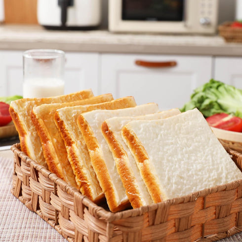 Joeabor 6 Pack Artificial Bread Slice and Toast Fake Sliced Bread Realistic Fake Food for Display Faux Bread Model