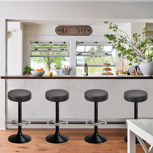 Set 2, 12-15 Inch FUANGUI Bar Stool Covers Round of Waterproof PU Seat Covers With Elastic Bands, Chair Covers Washable