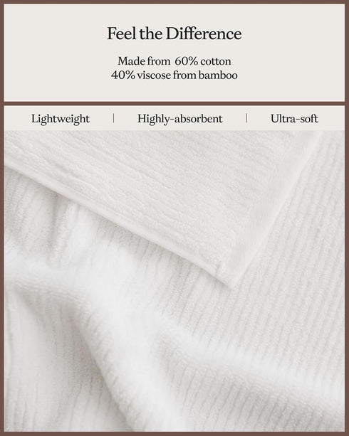 Cozy Set 60% 40% 4 Pack Earth Ribbed Washcloth - Cotton Viscose from Bamboo Bathroom Washcloths - Soft & Absorbent