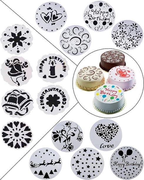 15-Pack Magnoloran Wedding Cake Stencils, Floral Cake Templates, Baking Tools, Dessert Decorating Molds