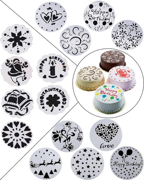 15-Pack Magnoloran Wedding Cake Stencils, Floral Cake Templates, Baking Tools, Dessert Decorating Molds