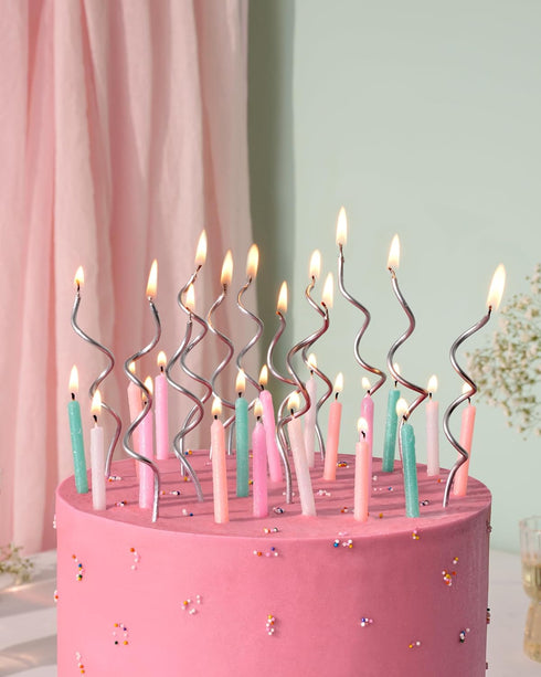 Papyrus Birthday Candles, Silver Swirl, 12-Count