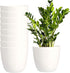 Youngever 8 Pack 5.5 Inch Plastic Planters, White Indoor Flower Plant Pots with Drainage for All House Plants