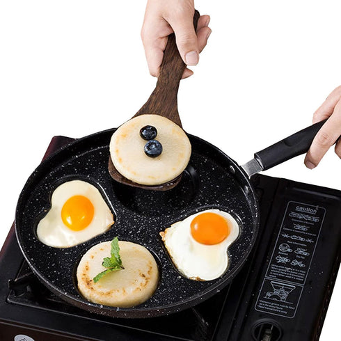 Non Stick Frying Pan, Romantic Heart Circle Egg Pan, Multifunction Omelette Skillet with Oil Brush
