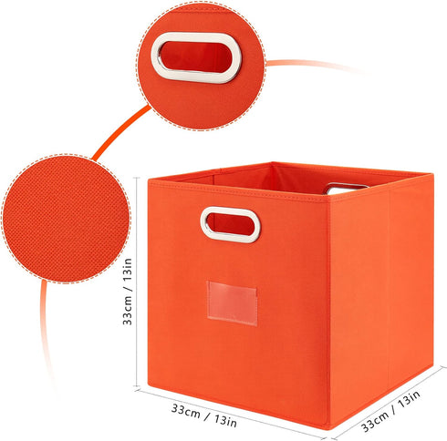 Robuy Set of 4 Foldable Cube Storage Bins, Fabric Storage Boxes with Dual Metal Handles for Organizing Clothes, Toys,