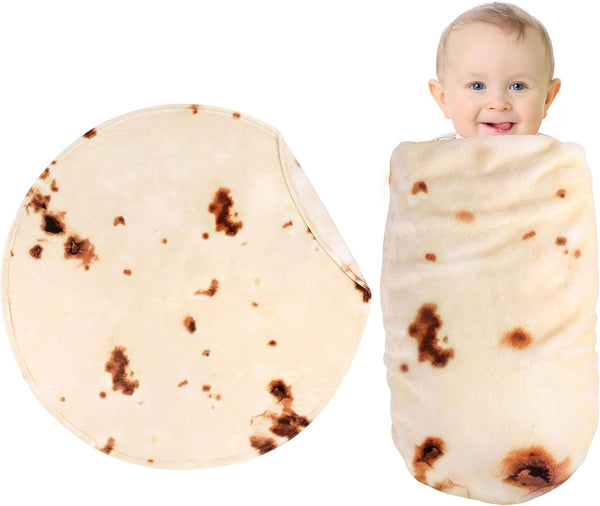 SeaRoomy Baby Burrito Blanket, Baby Swaddle Tortilla Blanket, Soft Round Burrito Tortilla