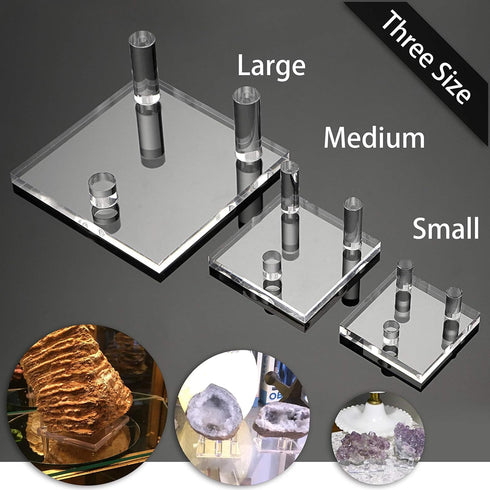 Hipiwe Clear Acrylic Display Stand - Set of 4 Three-Peg Easel Stands for Fossil, Coral, Geodes, and Collectibles