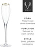 Viski Gold-Rimmed Crystal Champagne Flutes, Stemmed Wine Martini Glass Set, Housewarming Wedding Wine Gift - Set of 2,