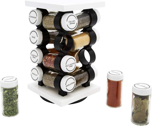16 5-Year Countertop Orii Jar Rotating White Spice Rack with Spices Included & Spice Refill Program Compact Spice Rack