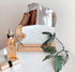 Irregular Aesthetic Vanity Mirror, Frameless Decorative Acrylic Mirrors with Wooden Stand for Living Room, Bedroom,