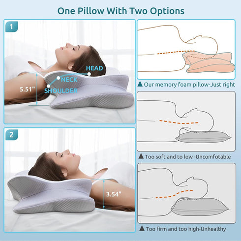 DONAMA Cervical Pillow for Neck and Shoulder,Contour Memory Foam Pillow,Ergonomic Neck Support Pillow for Side Back