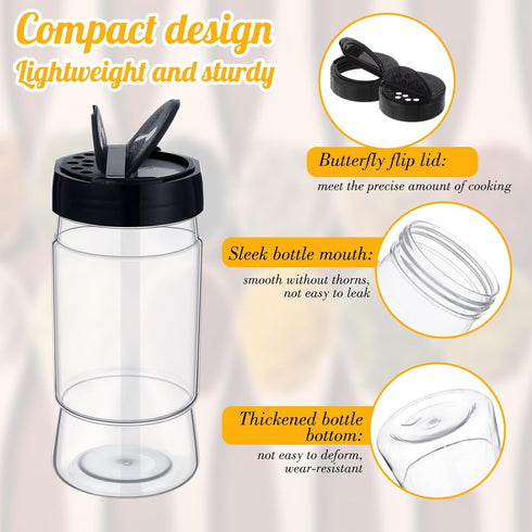 30 Pack 10.1 oz Mimorou Plastic Spice Jars with Shaker Lids Clear Seasoning Containers Bottles for Kitchen Storing