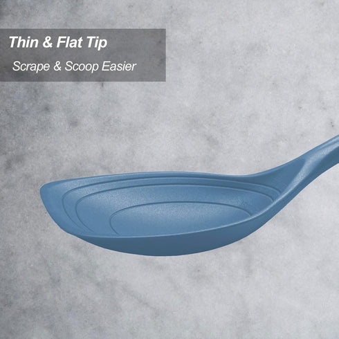 2 Pack Large Silicone Cooking Spoon - Non-Stick Slotted and Solid Spoon Set with Deep Bowl for Mixing