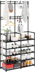 UDEAR 5-Tier Coat and Shoe Rack, Entryway Coat Rack with 8 Hooks,
