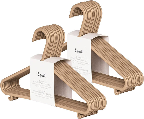 3 Sprouts Wheat Straw Plastic Hangers - 30-Pack Eco-Conscious Toddler Hangers for