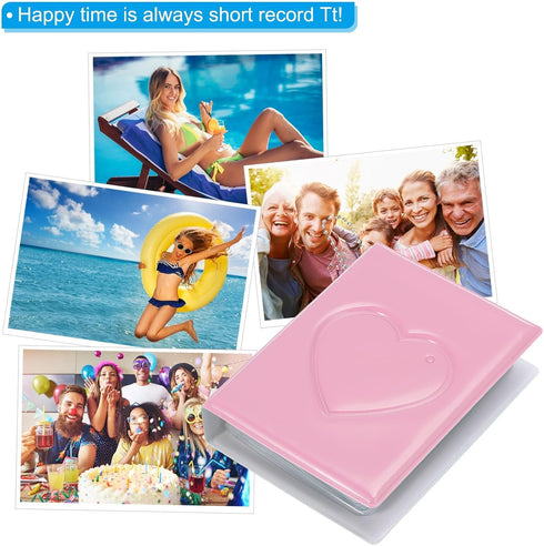 3 Inch 2.5"x3.5" Album 32 2 Pack, PATIKIL Mini Kpop Photocard Binder with Pockets Small Bookshelf Love Heart Picture