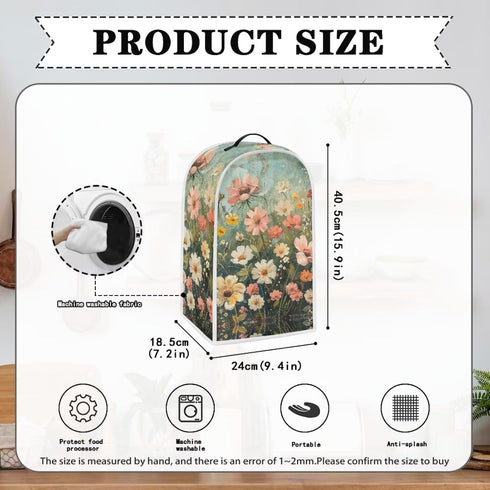 Blender Cover Dust Cover, Floral Food Processor Cover with Top Handle, Anti-Fingerprint Coffee Maker Cover, Kitchen
