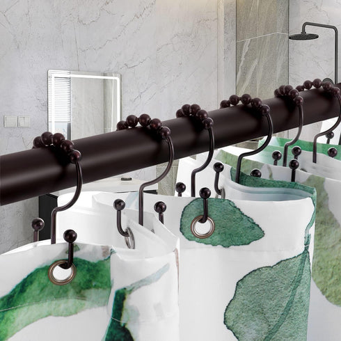 Shower Curtain Hooks Rings – TENOVEL Double Sided Rust Proof Hooks for Bathroom Shower Rods, Bronze, Set of 12