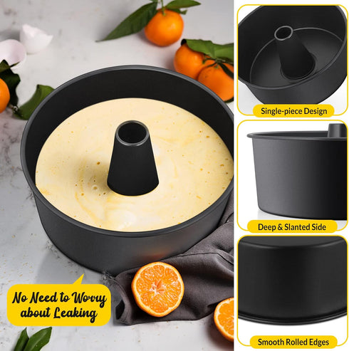 E-far Angel Food Cake Pan - 10-Inch Non-stick Tube Pan for Baking Pound Chiffon Cake
