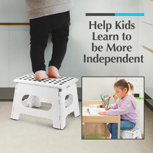 8 Inch) Handy Laundry Folding Lightweight Step Stool - Sturdy Enough to Support Adults and Safe Enough for Kids - Opens